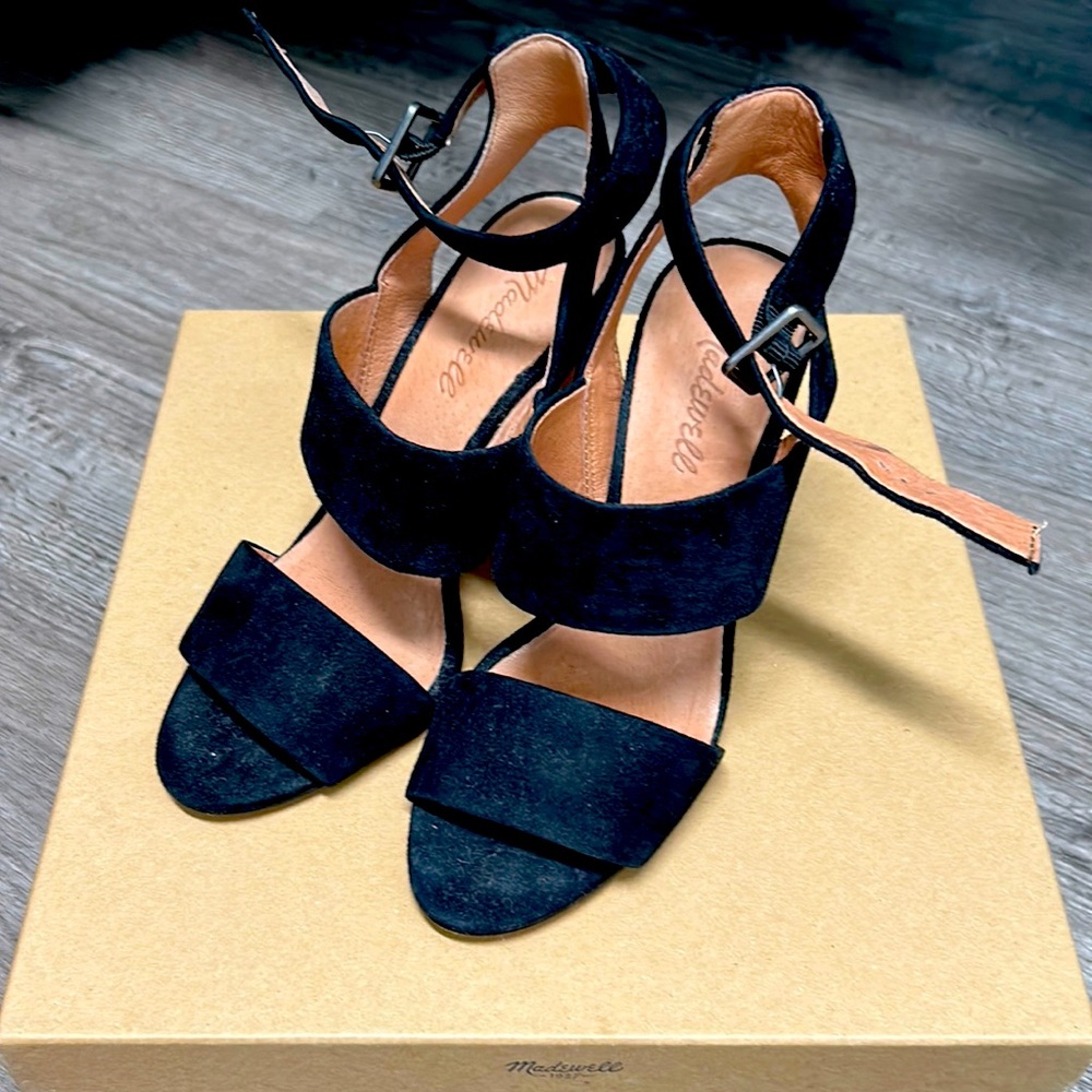 Madewell Black Strappy Block Heels